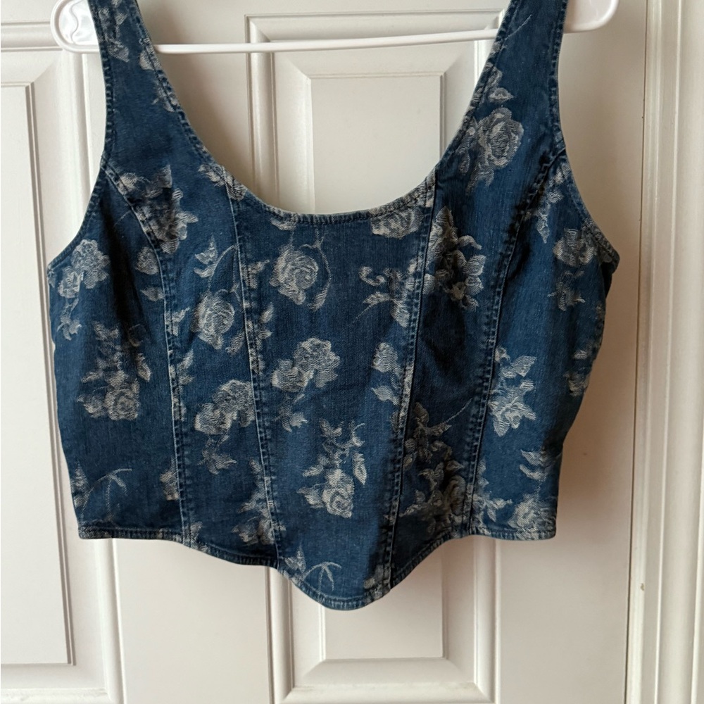Floral Denim Crop Top Corsette